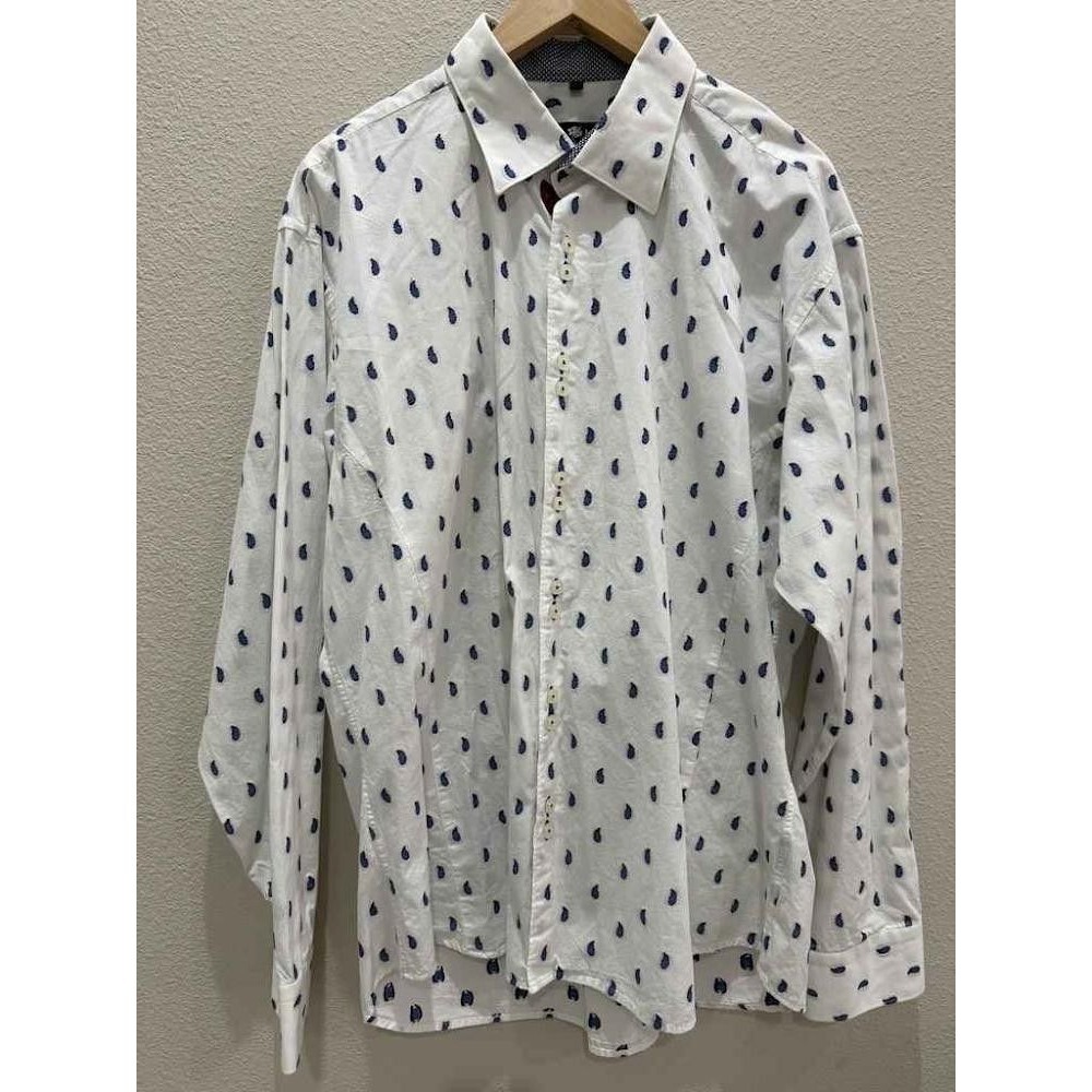 Stone Rose Red Rivet Textured Paisley Dress Shirt 2XL